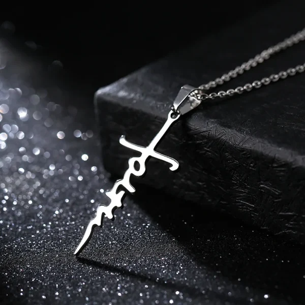 Cross Necklace Titanium Steel Stainless Steel Trendy Necklace Faith Pendant 4 Color Choices-Chain Type Jewelry Accessori