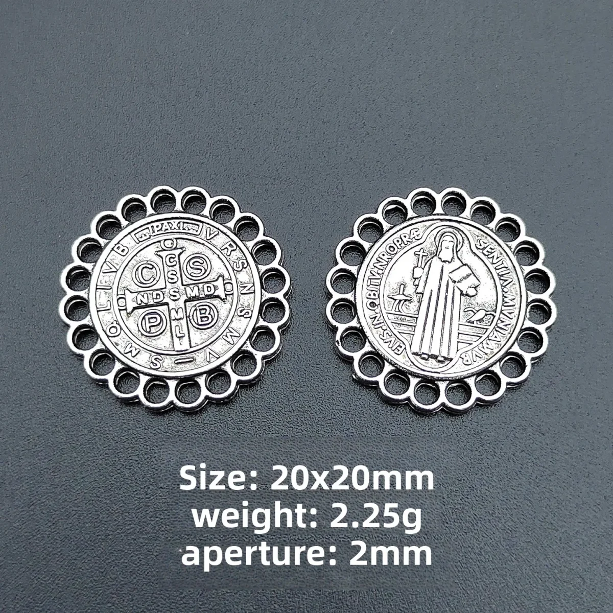 Catholic St. Benedict Jewelry Accessories Round Lace Priest Cross DIY Necklace Pendant Bracelet with Keychain Jewelry - Image 3
