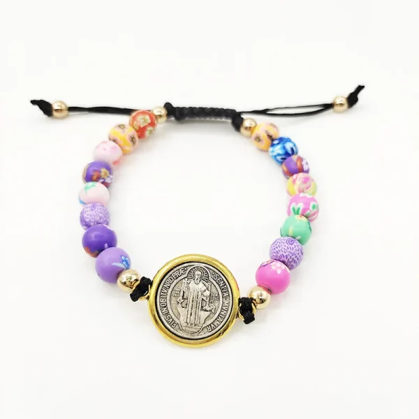 Saint Benedict Rosary Prayer Bracelet Adjustable String Saint Benedict Rosary Bracelet Turquoise Beaded Bracelet