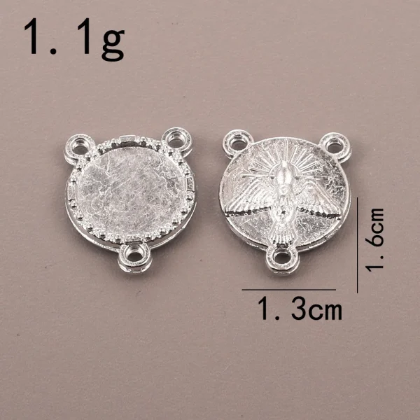 Catholic rosary accessories, oval three-hole pendant, vintage metal jewelry center connector wholesale