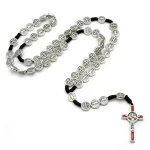 St Benedict Medal Hand Made Knotted Cord Rosary Religious Necklace for Men and Women - Image 4