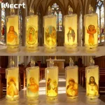 Mecrt Mecrt Catholic LED Light Electronic Wax Candles Religious Acrylic Simulation of Our Lady Jesus for Christmas Gift - Image 2