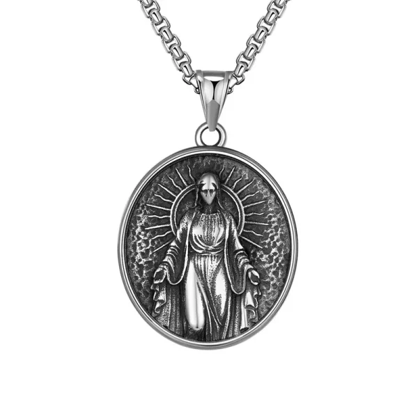 Mecrt St. Francis of Assisi Gothic Necklace for Men Our Lady Jesus Pendant with Bead Chain Necklaces Wholesale