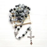 Many Kinds of Color Wholesale Holy Religious 8mm Glass Beads Rosaries Catholic Gifts Cross Pendant Necklace - Image 5