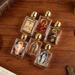 Religious Characters Square Holy Water Bottles UV Painted Patterns Theme of Orthodox Religious Saints - Image 2