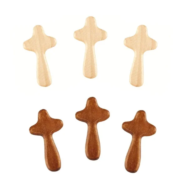 Natural Wooden Catholic Crosses Charm Crafts Pendant Easter Gift Prayer for Christianity Pine Wood Holding Prayer Sacred
