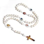 Christmas Exquisite Ornaments Rosary Religious Cross Hand-Knitted Plastic 8mm Beads Christ Catholic Church Jewelry Necklaces - Image 6