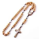 Catholic Rosary Crucifix Cross Pendant Religious Necklace Unisex Wooden Jesus Prayer Beads Rosaries Easter Gift Church Souvenirs - Image 5