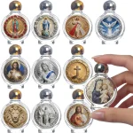 15ml Glass Holy Water Bottle Round Religious Sticker Baptism Decoration Inlaid Design Ornament - Image 5