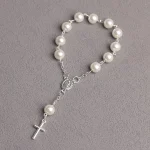 Religious Rosary Bracelet Pearl Cross Blessing Catholic Gifts Communion Confirmation First Holy Communion Jewelry Faith Bracelet - Image 4