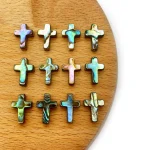 Natural Abalone Bone Coral Shell Cross-shaped Christian Catholicism Crosses 13*18mm Beaded DIY Jewelry Necklace Accessories - Image 2