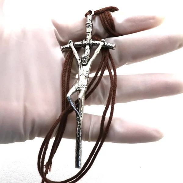 Catholic Cross of Jesus Fashion Jewelry Pendants and Accessories Vintage Plain DIY Braided Necklace Religious Alloy