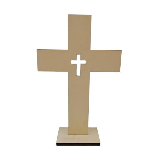 Mecrt New Wooden Crafts Cross Decoration Religious Style Wooden Home Decoration with Metal Wood Chips Alloy Type in Stoc