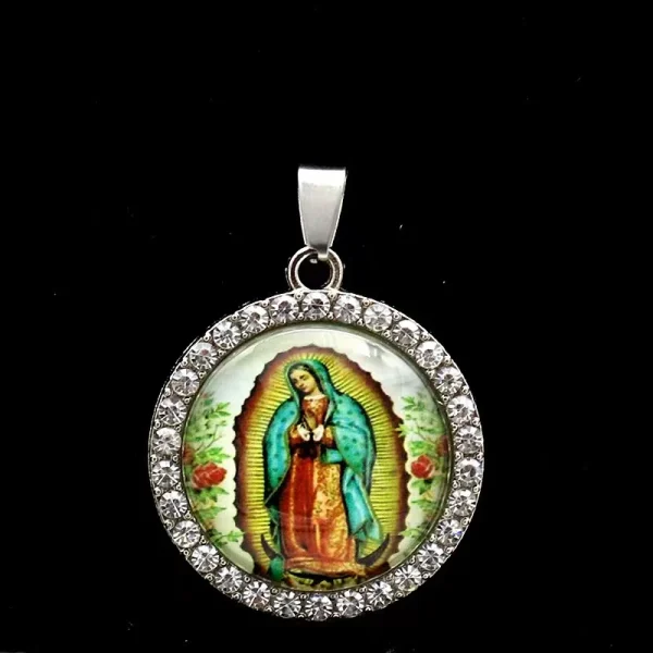Zinc Alloy Catholic Saint Charm Pendant for Religious Round Jesus Angel Madonna Pendant