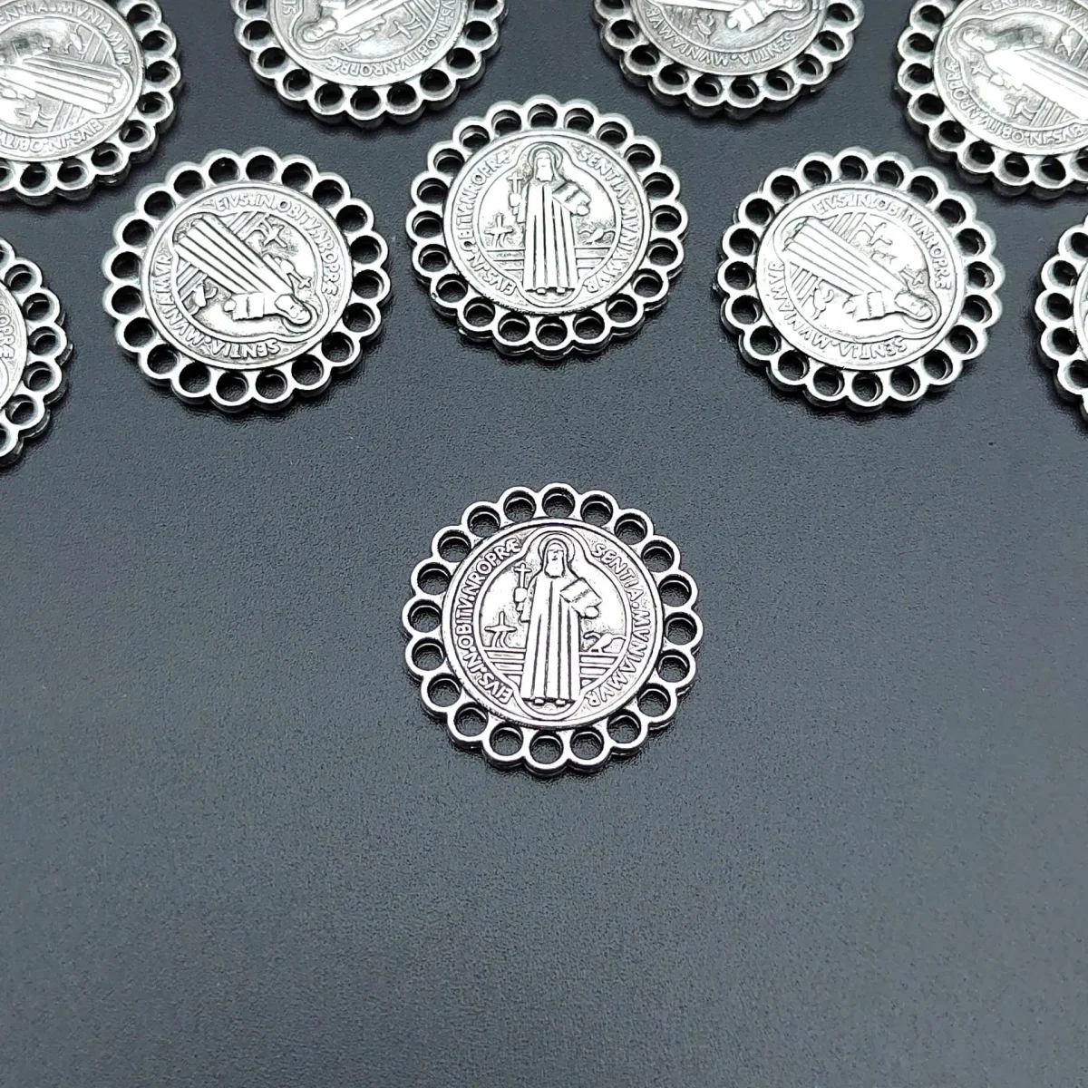 Catholic St. Benedict Jewelry Accessories Round Lace Priest Cross DIY Necklace Pendant Bracelet with Keychain Jewelry - Image 2