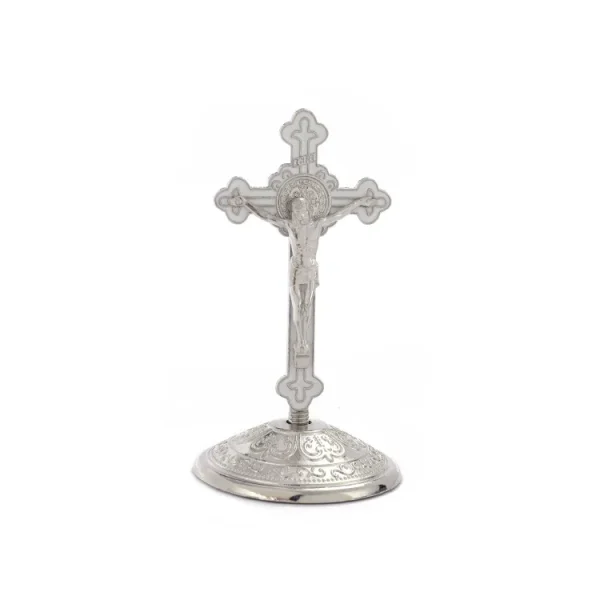 Mecrt Creative Gold-Plated Metal Crucifix Ornaments Catholic Cross Decorative Items for Home Office Christmas Elegant De