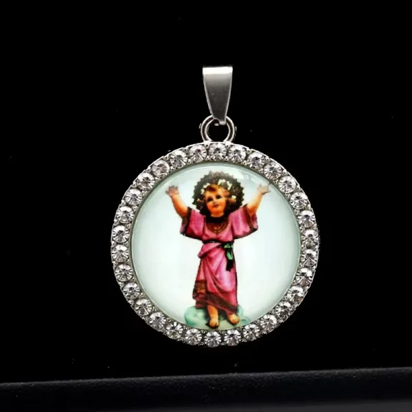 Zinc Alloy Catholic Saint Charm Pendant for Religious Round Jesus Angel Madonna Pendant