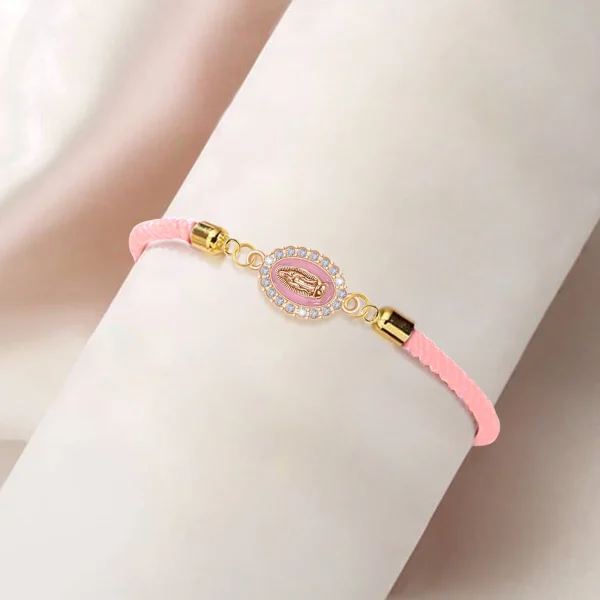 Mecrt Virgin Mary Adjustable Charm Bracelet Religious Alloy and Diamond Jewelry Gift