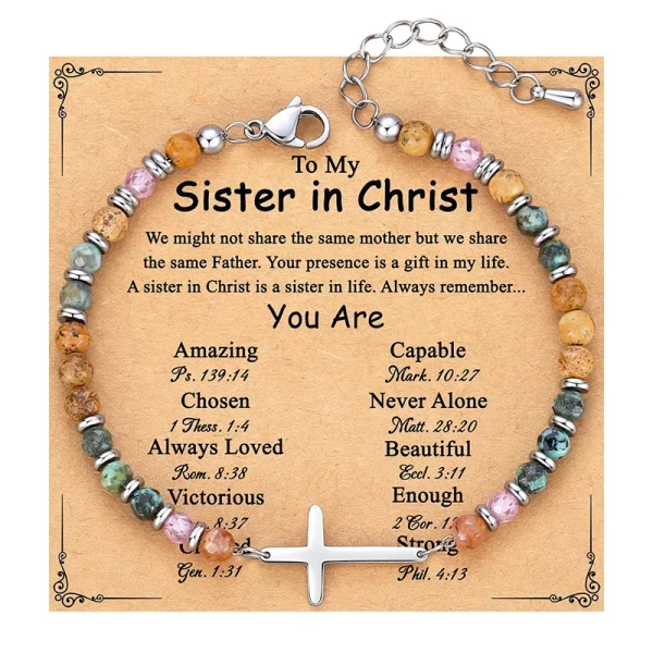 Hot Selling Cross Charm Bracelet Women Stone Bangle Wholesale Trendy Christian Jewelry Friends Family Gift
