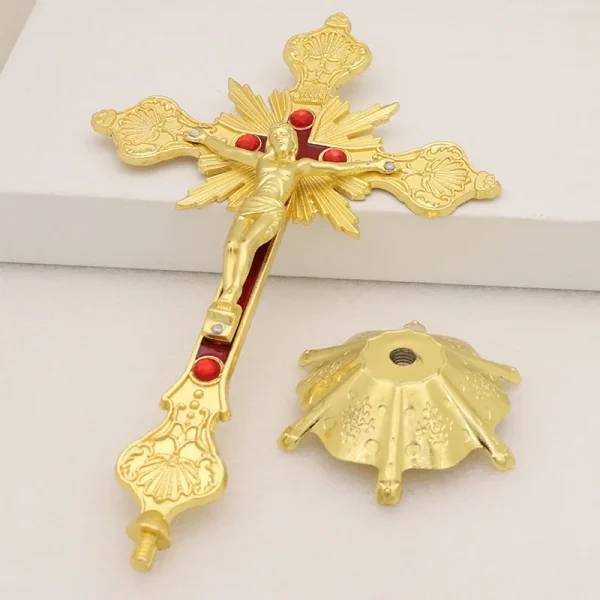 Catholic Crucifix Retro Metal Craft Angel Figurine Engraved Ornaments for Home Office Decoration Retail Spot Supply Whol