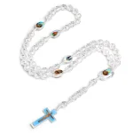 Catholic Prayer Beads Cross Necklaces White Textured Beads Plastic Christianity Catholic Rosary Textured Jewelry Wholesale - Image 6