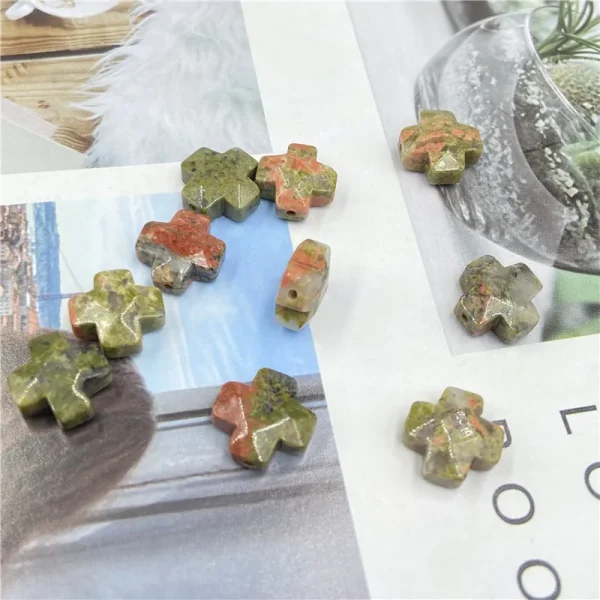 Christian Crystal Agate Jade Cross Straight Hole Loose Beads DIY Hairpin Sweater Chain Wearing Jewelry Accessories Whole