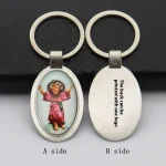Catholic Keychain Mini Metal Keychains New Cartoon Photo Frame Pendant and Car Keychain Accessory - Image 3