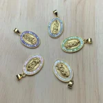 Wholesale Fashion Lady of Guadalupe Pendant Colorful Oval Inlaid Crystal Pendants Zircon Shell Necklace Pendant - Image 2