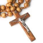 Mecrt Natural Wall Decoration Pine Beads Cross Rosary Pendant Catholic Decorative Wall Rosary Christian Ornaments Wholesale - Image 2