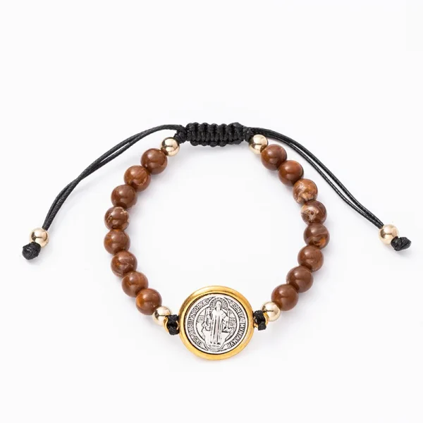 Saint Benedict Rosary Prayer Bracelet Adjustable String Saint Benedict Rosary Bracelet Turquoise Beaded Bracelet
