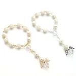 Angel Wing Bracelet Favor Acrylic Rosary Beads Mini Finger Rosaries for Baptism Favor Christening Favor Church Event