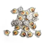 Religious Figure Jesus Mary Medal Backside Rose Centerpiece Catholic Rosary Metal Pendant Centerpiece - Image 4