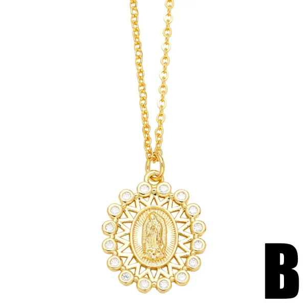 Mecrt Virgin Mary Necklace Simple Collar Religious Our Lady of Guadalupe Alloy Jewelry with Cross for Gift Wholesale