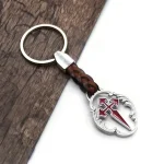 Wholesale Red Cross Pendant Key Ring Leather Metal Religious Keychain for Gift - Image 4