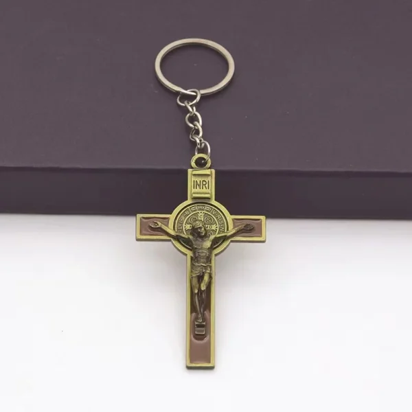 Catholic Christian Jesus Key Ring Car Keychains Women Men Gift Charms Handbag Pendant Cross KeyChains