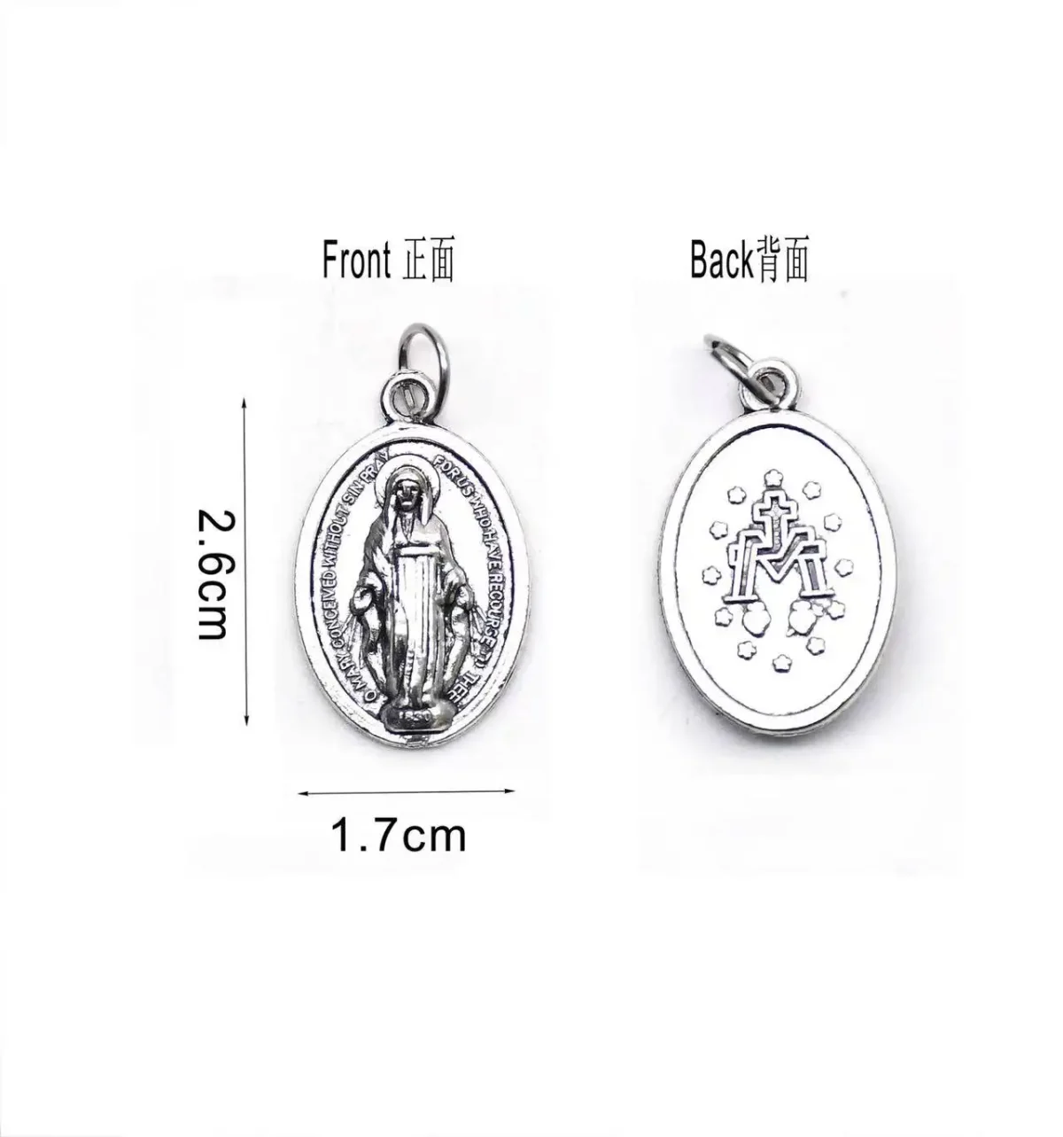 2.6*1.7cm Our Lady of Virgin Mary Metal in Antique Silver Plated Small Religious Catholic Zinc Alloy Pendant - Image 5