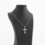 Mecrt Luxury Simple Cross Pendant Necklace Stainless Steel Beads Chain for Men and Women Hip-Hop Punk Style Jewelry Gift