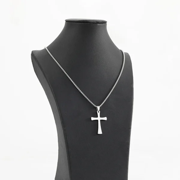 Mecrt Luxury Simple Cross Pendant Necklace Stainless Steel Beads Chain for Men and Women Hip-Hop Punk Style Jewelry Gift