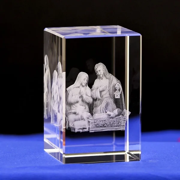 Creative 3D Crystal Carving Jesus Cross Transparent Crystal Crafts Home Crystal Ornaments 5*5*8cm Factory Wholesale