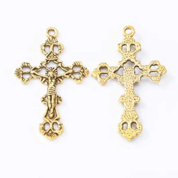 Anti-Silver Plated Zinc Alloy Jesus Crucifix Cross Pendant for Catholic Religious Rosary Making