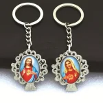 Catholic Religious Digital Photo Keychain Mini Alloy Metal with Cartoon Design for Car and Pendant Accessories