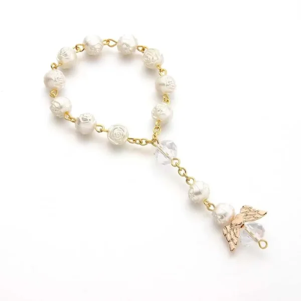 Angel Wing Bracelet Favor Acrylic Rosary Beads Mini Finger Rosaries for Baptism Favor Christening Favor Church Event