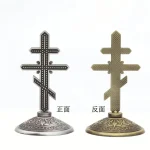 Russian Orthodox Plated Metal Stand Cross Home Decor Church Icon Ornaments Decoration Christ Catholic Gift - Image 3