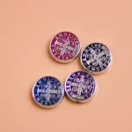Tibetan Style Flat Round Spacers Beads Colorful Tone Jesus Cross Crucifix Saint Benedict Metal Beads - Image 2