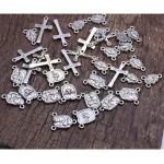 1.5*1.8cm Holy Family Cross Zinc Alloy Antique Silver Plated Religious Style Center Piece for Catholic Rosary Making - Image 2