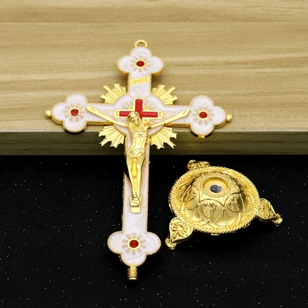 Catholic Christian Cross Ornament Metal Crafts Religious Projects Jesus Statue and Bracket Church Decoration Wholesales