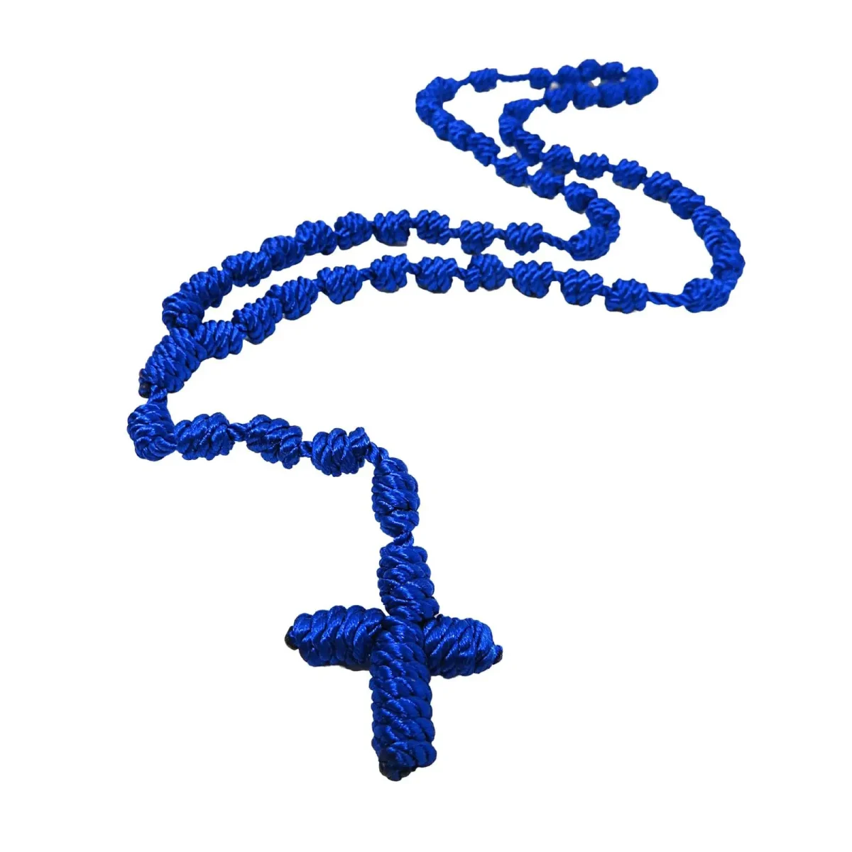 Catholic Knotted Rosary Rope Making Hand-tied String Rosary Cross Necklace Religious Prayer Blessing Knitted Jewelry Wholesale - Image 2