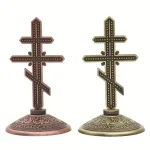 Russian Orthodox Plated Metal Stand Cross Home Decor Church Icon Ornaments Decoration Christ Catholic Gift - Image 2