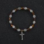 Catholic Jewelry Bracelet Saint Benedict Beaded Bracelet Black Gallstone Alloy - Image 3