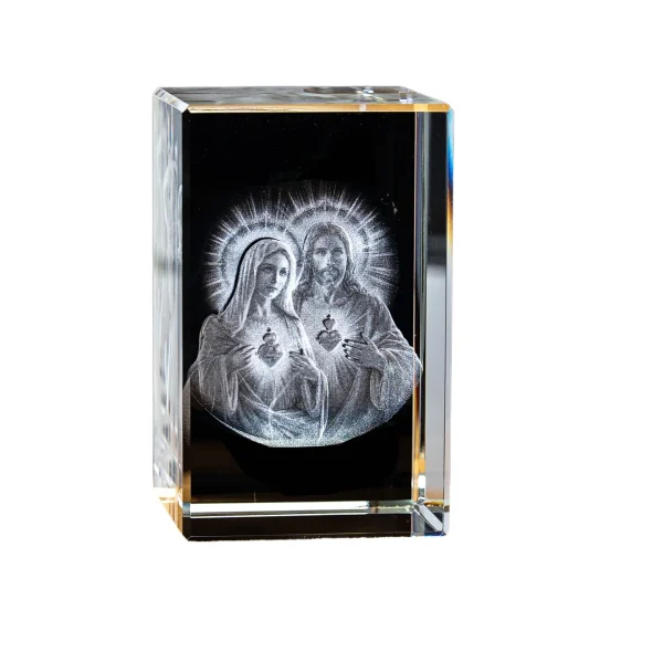 Catholic theme Jesus religious figure high transparent K9 crystal engraved cube ornament creative gift